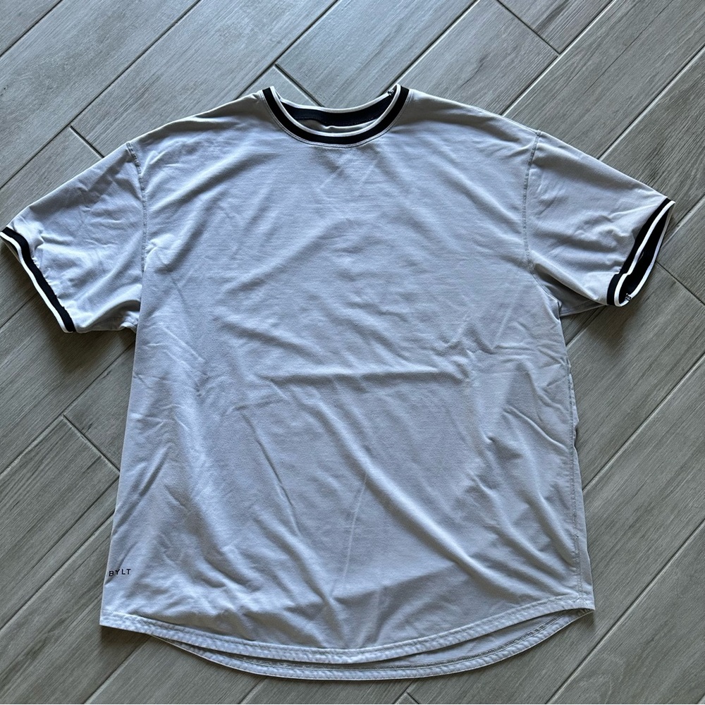 BYLT Men’s Shirt XXXL Ringer light gray Premium Basics Signature Exercise Casual